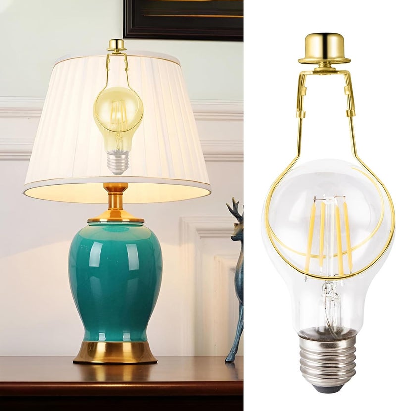 OmiSun Lamp Shade Light Bulb Clip Adapter, 2 Pack Clip on Lampshade Adapter Includes Finial and Lampshade Levellers to Keep Lamp Shade in Place, Lamp Shade Holder for Clip On Light Bulbs (Brass) - Image 5